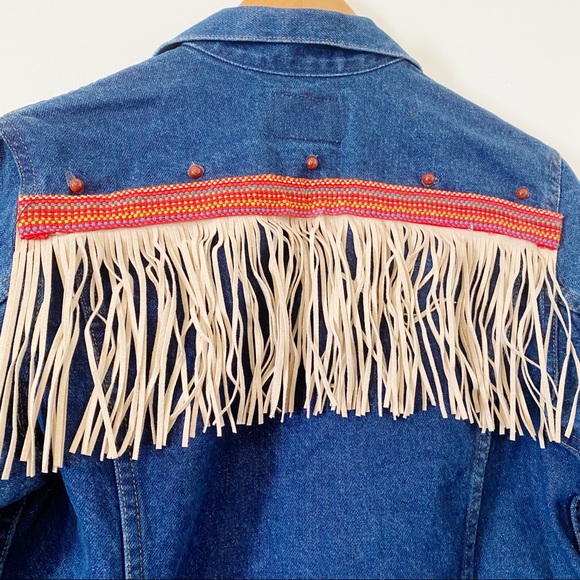 Vintage Plain Pocket Embellished Denim Jacket - Picture 9 of 9